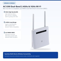 Harga Pabrik Router CPE 4G LTE Cat6 300Mbps Dual Band AC1200 Wireless Gateway dengan Slot Kartu SIM dan 4 Port Gigabit Ethernet
