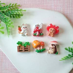 100 pièces Simulation dessin animé animaux Flatback résine jardin Cabochon champignon <span class=keywords><strong>lapin</strong></span> décoration bricolage Scrapbooking artisanat accessoires - Product Image 5