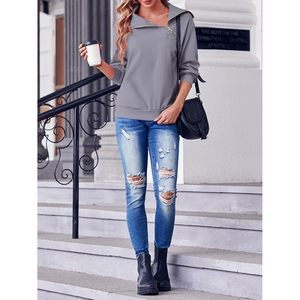 <b>Womens</b> Zipper Sweatshirt Turtleneck Long Sleeve Pullover Casual Loose <b>Top</b> - Product Image 6