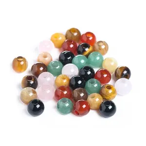 6/8/10/12mm Big Holes Gemstone Loose Beads Agate Beads For Making Bracelet Earring DIY Large Hole Accessories