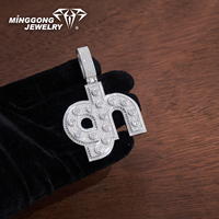 Pendentif Lettre Initiale Personnalisée Iced Out en Argent Sterling 925, Collier Hip Hop, Bijou de Mode Personnalisé, Cadeau