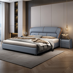 Mobilier moderne d'hôtel de luxe cadre de lit rembourré en cuir double King Queen Size cadre de lit King Size mobilier de chambre à coucher - Product Image 6