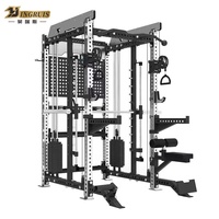 Rack de Gimnasio con Barra de Dominadas y Máquina Smith