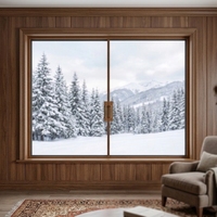 Ventanas Corredizas Horizontales de Diseño Rústico en Madera y Aleación de Aluminio con Aislamiento Térmico, Acero Inoxidable, para Cocina o Sótano