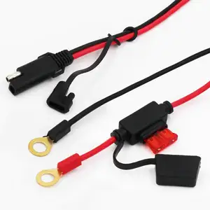 12V Sae Connector Solar Power Kabel Adapter Batterij Motorfiets Opladen Kabel Inline Zekeringkast Met O-Type Terminals