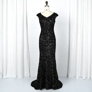 Hot Sale Pailletten Black Mermaid Prom Kleid Formelle Abendkleider Frauen Bankett Kleid