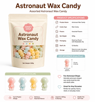 Sachets refermables de 17,6 oz en forme d'astronaute, confiseries en cire aux saveurs de fruits assorties, friandises pour fêtes d'enfants, qualité alimentaire, marque privée