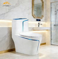 Cuvettes de toilettes en céramique bleue pour projets de construction – Meilleure vente – Design moderne à double chasse monobloc avec siphon en P