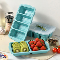 Bac à glaçons en silicone pliable et épaissi avec échelle graduée, hermétique, pour la préparation des repas, le contrôle des portions, le congélateur et la conservation des aliments pour bébés