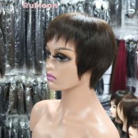 Perruques courtes en cheveux humains de type pixie, perruques courtes de type bob pour femmes noires, perruques sans colle en cheveux humains de couleur naturelle, fabriquées à la machine, à prix abordable