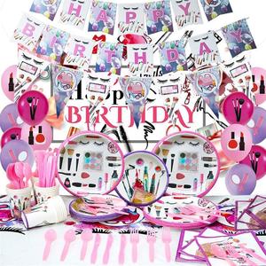 Make up & Spa Theme Birthday Party Decoration <b>Paper</b> Plate Set with 7IN & 9IN Plates Centerpieces Party Supplies - Product Image 1