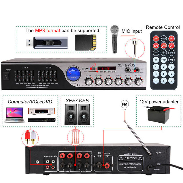 Kinter K1 High Power Home Theatre Amplifier with USB SD FM MIC