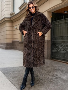 Zeyu 2026 Nouvelle Veste Décontractée d'Hiver pour <span class=keywords><strong>Femme</strong></span>, Imprimé Léopard, en Fausse Fourrure, Longueur <span class=keywords><strong>Cheville</strong></span>, Coupe Oversize, Col Revers, Douce, Pelucheuse, Épaisse et Chaude - Product Image 2