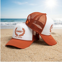 Casquette de camionneur d'été pour la plage, broderie personnalisée couronne de lauriers, casquette en mousse blanche couleur rouille pour les vacances en plein air