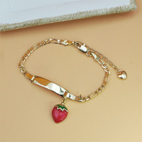Bracelet en cuivre pour enfants motif fraise, plaqué or 14 carats, chaîne à barre vierge, bijoux en cuivre pour filles - Grande Vente
