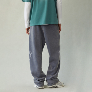 KingSen Wholesale Men Oversized Vintage Washed Heavyweight Cotton Sweatpants Loose Straight Leg <b>Pants</b> Retro Graphic Print - Product Image 5
