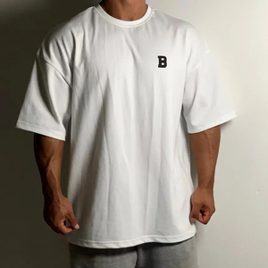 Summer Hot Selling White Men t-shirt Drop-Shoulder Round Neck Pure Cotton Loose Fit Short Sleeves T-Shirt - Product Image 1