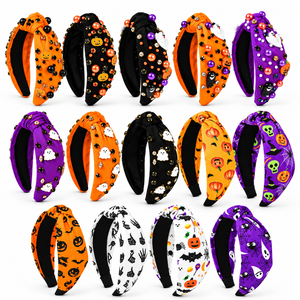Fascia per capelli di Halloween con stampa fantasma <span class=keywords><strong>e</strong></span> <span class=keywords><strong>ragnatela</strong></span> viola per abiti della stagione di Halloween <span class=keywords><strong>e</strong></span> collezioni di accessori per negozi di articoli da regalo - Product Image 4