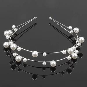 Diademas de Doble Capa, Accesorios para el Cabello de Boda, Diademas de Perlas y Diamantes de Imitación, Tocados de Novia - Product Image 4