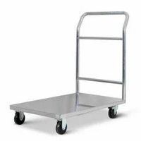 Chariot à plateau en acier inoxydable avec moteur AC, poignée pliable, capacité de 200 L, chariot de manutention industriel