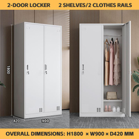 Casier verrouillable en métal armoire de rangement pour vêtements de travail personnel vestiaire armoire salle de sport 2 portes casier en acier classeur en métal
