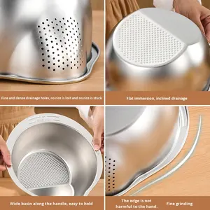 <span class=keywords><strong>Panier</strong></span> égouttoir multifonction en acier inoxydable 304 pour le rinçage du riz, des légumes et des fruits, usage domestique - Product Image 3