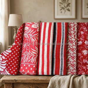 Couverture de literie Kantha brodée vintage en coton indien fait à la main de haute qualité pour adultes lavable pour la maison ou l'hôtel - Product Image 3
