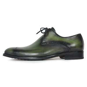 Scarpe Oxford da Uomo su Misura Verde Smeraldo, Scarpe in Pelle Patinata Dipinte a Mano Italiane, <span class=keywords><strong>Eleganti</strong></span> Scarpe Derby Brogue per Affari e Cerimonie - Product Image 5