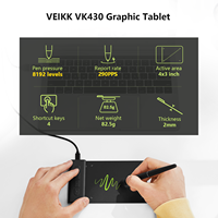 En stock tamaño pequeño 4*3 área activa VEIKK VK430 tableta de dibujo gráfico para reproductor OSU