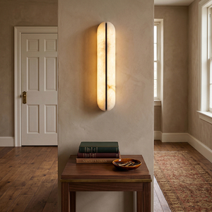 Lámpara de Pared LED de Latón Alabastro, Moderna y Lujosa, Luz Lineal Tipo Cápsula, Diseño Artístico para Pasillo, Dormitorio, Hotel - Product Image 2