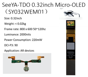 Display OLED Micro TDO da 0,32 Pollici, 2000 nit, 120Hz, 800x600, Compatto per Occhiali AR, Head-up Display, Visori e Mirini EVF - Product Image 2