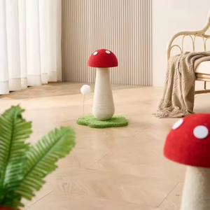 Vente en gros fabricant : Griffoir pour chat en bois massif et sisal, design carotte et champignon, avec plateau tournant, sûr, tailles personnalisées - Product Image 4