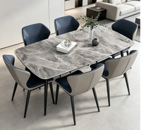 Table à manger classique nordique de luxe élégante avec pieds en métal pour maison moderne, salon, hôtel, école, villa, meubles durables pour la maison
