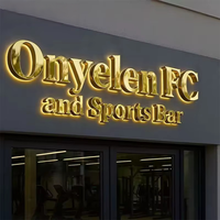 Enseigne métallique rétroéclairée en laiton brossé, lettres 3D LED personnalisées, logo extérieur en acier inoxydable, enseigne de porte de magasin intérieure en acrylique