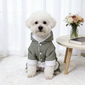 Manteau d'hiver pour chien, pour Schnauzer, Teddy, Bichon Frise, rembourré, à capuche, vêtement à quatre pattes, kaki, vert foncé, marron foncé, automne-hiver - Product Image 3