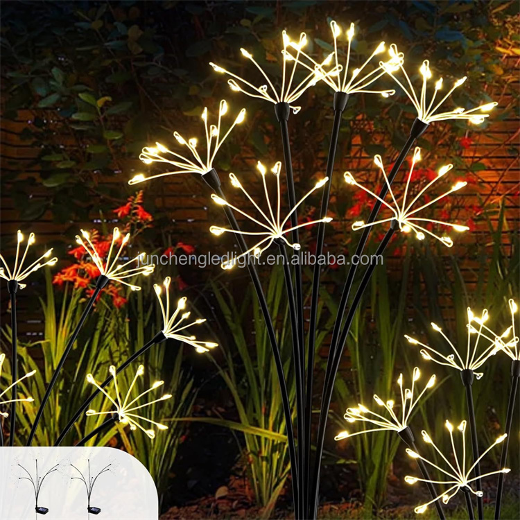 GIGALUMI Solar Lights Outdoor Garden, 120LED 2Pack Firework Lights Waterproof, Solar Starburst
