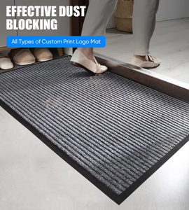 Alfombra de entrada de lujo de poliéster acanalado, superventas, antideslizante con base de PVC, lavable, fácil de limpiar, de pelo cortado, color personalizable - Product Image 3