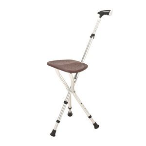 Folding Cane <b>Stool</b> With Seat Telescopic Tripod <b>Adjustable</b> <b>Height</b> Outdoor Support For Elderly Portable Walking Stick Chair - Product Image 3