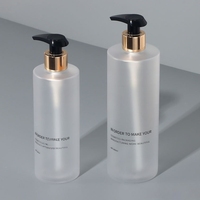 Bouteille en Plastique Givré Transparent de 300ml 500ml pour Shampoing, Gel Douche, Après-Shampoing, avec Pompe Distributrice en Aluminium