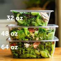 Boîte Conteneur Deli to Go en plastique PLA rectangulaire jetable de qualité alimentaire lavable au congélateur avec couvercles pour l'emballage des fruits
