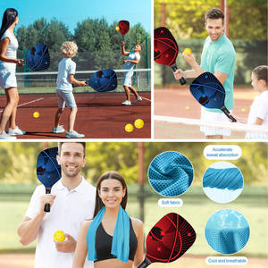 Juego de palas de pickleball, 4 palas, 6 pelotas, 4 toallas, 1 bolsa, antideslizante, forma estándar, equipo deportivo para exteriores - Product Image 4