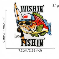 En gros, Patchs thermocollants et à coudre en forme de poisson, brodés, écologiques, perlés, pour la pêche en plein air, motif 'Make Me Happy Fish'