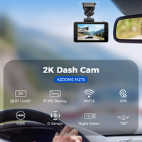 Cámara para Auto AZDOME M27S, Grabadora de Video 2K 1440P HDR, WiFi 6 Integrado, GPS, Pantalla IPS de 3 Pulgadas, Modo de Estacionamiento 24H, DVR para Auto