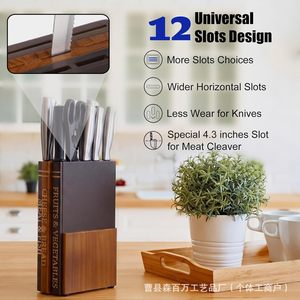 Solid Wood <b>Knife</b> Block 7pcs Magnetic Storage Rack For Kitchen Desktop Fruit Vegetable Meat <b>Bread</b> Cutting Tools - Product Image 4