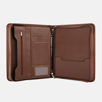 Pochette de rangement multifonctionnelle en cuir avec étiquette transparente, fermeture éclair, sac de transfert, dossier de documents