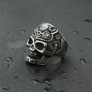 Skull <b>Ring</b> Men's Stainless Steel <b>Silver</b> Retro Punk Style Geometric Design Gift Jewelry 260114 - Product Image 4