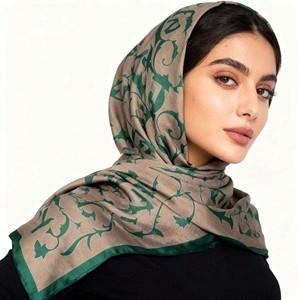 Pañuelo Hijab Cuadrado de Estilo Étnico 140*140cm, Chifón, Geométrico, Versátil y Elegante - Product Image 6