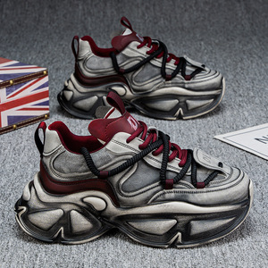 Scarpe da Uomo Vintage Rosse Autunno Inverno 2025, Sneakers con Suola Spessa Traspirante, Versatili e Alla Moda, <span class=keywords><strong>Calzature</strong></span> Sportive Casual - Product Image 2