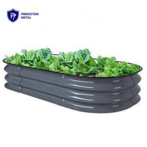 Lit de <span class=keywords><strong>jardin</strong></span> surélevé ovale <span class=keywords><strong>contemporain</strong></span> en aluminium avec panneaux modulaires pour la conception résidentielle urbaine, la terrasse sur le toit et l'aménagement paysager - Product Image 2