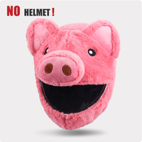 Housse de casque en peluche cochon rose super mignonne, en fausse fourrure de lapin, accessoire de moto amusant pour hommes et femmes